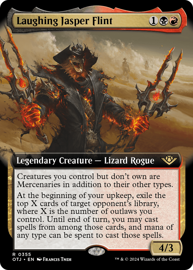 Laughing Jasper Flint - Rare Legendary Creature — Lizard Rogue card from Outlaws of Thunder Junction