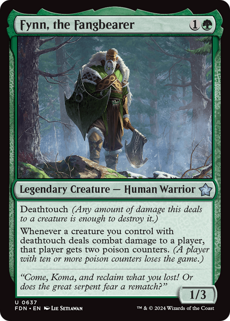 Fynn, the Fangbearer - Uncommon Legendary Creature — Human Warrior card from Foundations