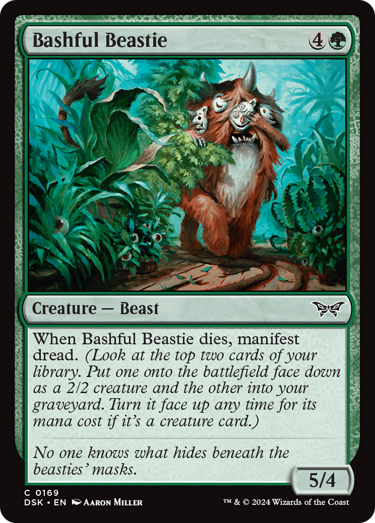 Bashful Beastie - Common Creature — Beast card from Duskmourn: House of Horror