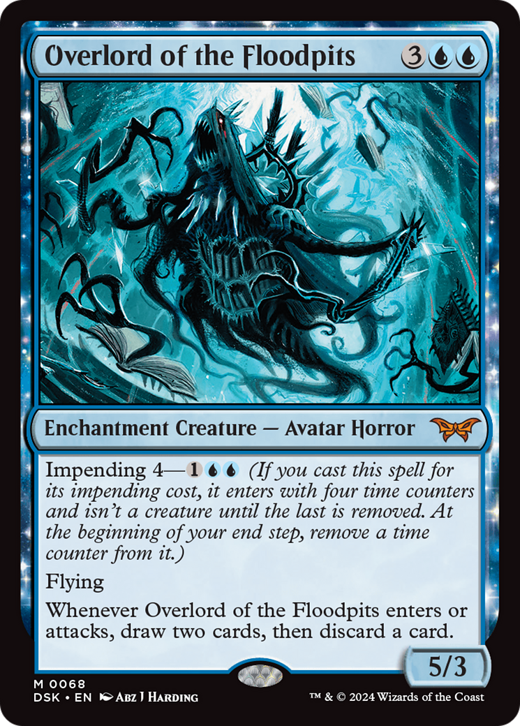 Overlord of the Floodpits - Mythic Enchantment Creature — Avatar Horror card from Duskmourn: House of Horror