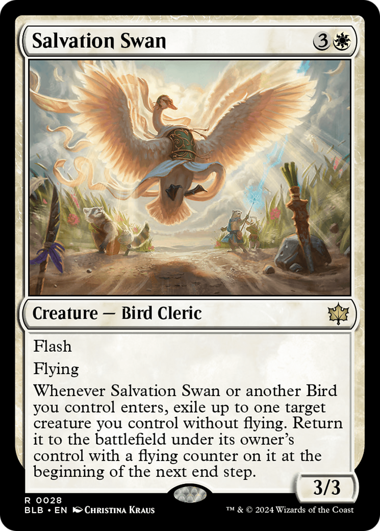 Salvation Swan - Rare Creature — Bird Cleric card from Bloomburrow