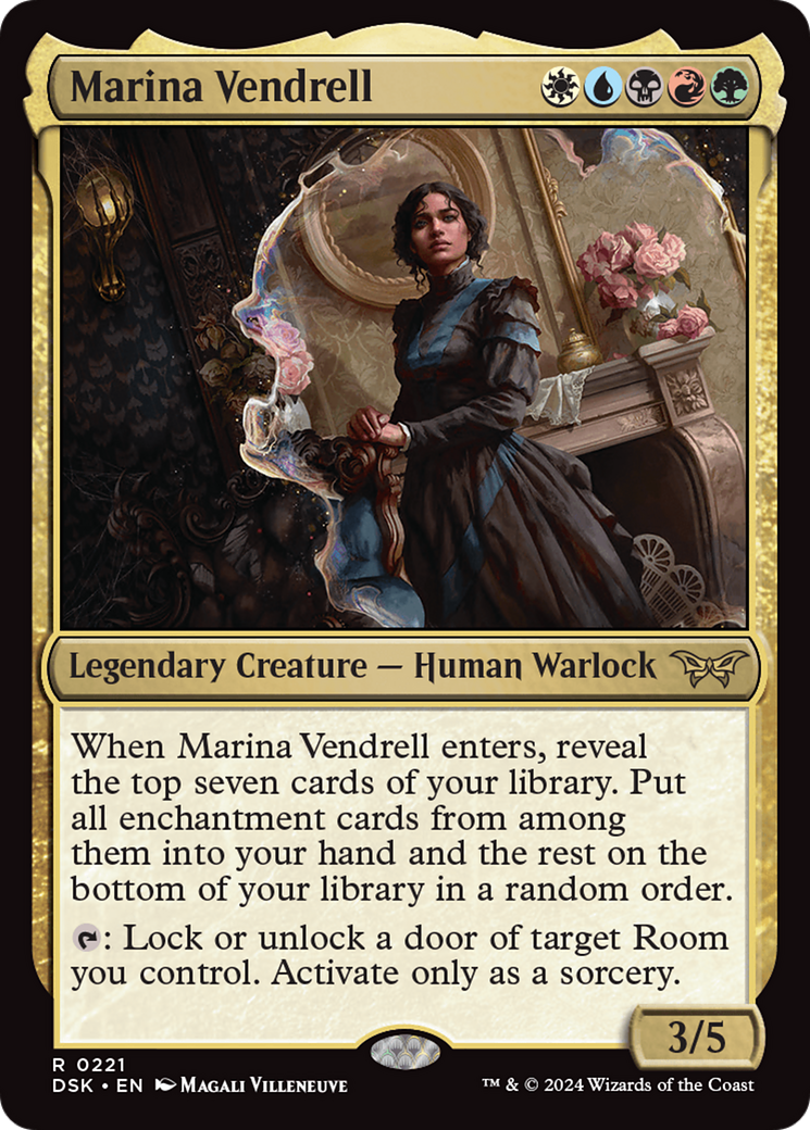Marina Vendrell - Rare Legendary Creature — Human Warlock card from Duskmourn: House of Horror