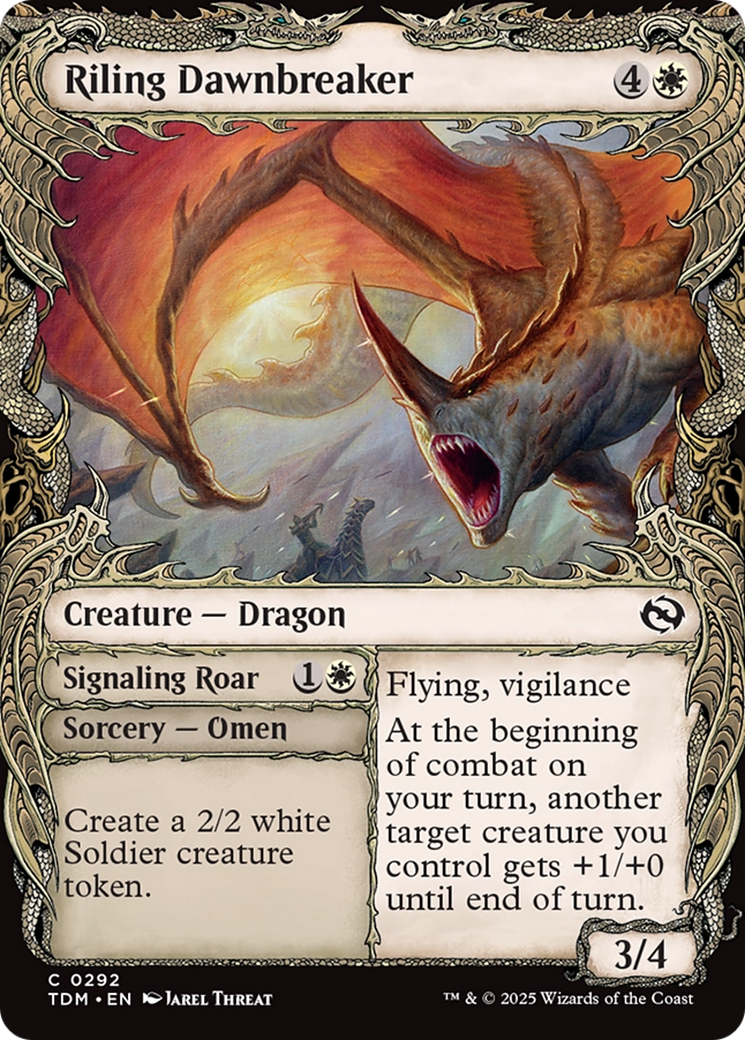 Riling Dawnbreaker // Signaling Roar - Common Sorcery — Omen card from Tarkir: Dragonstorm
