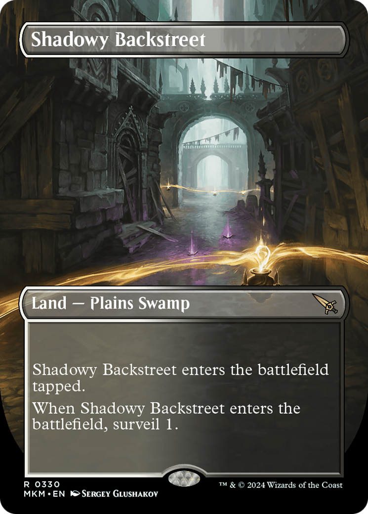 Shadowy Backstreet - Rare Land — Plains Swamp card from Murders at Karlov Manor