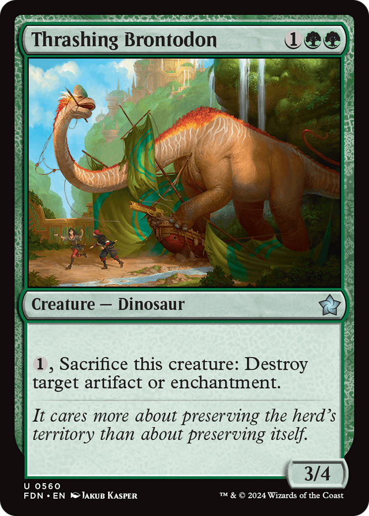 Thrashing Brontodon - Uncommon Creature — Dinosaur card from Foundations