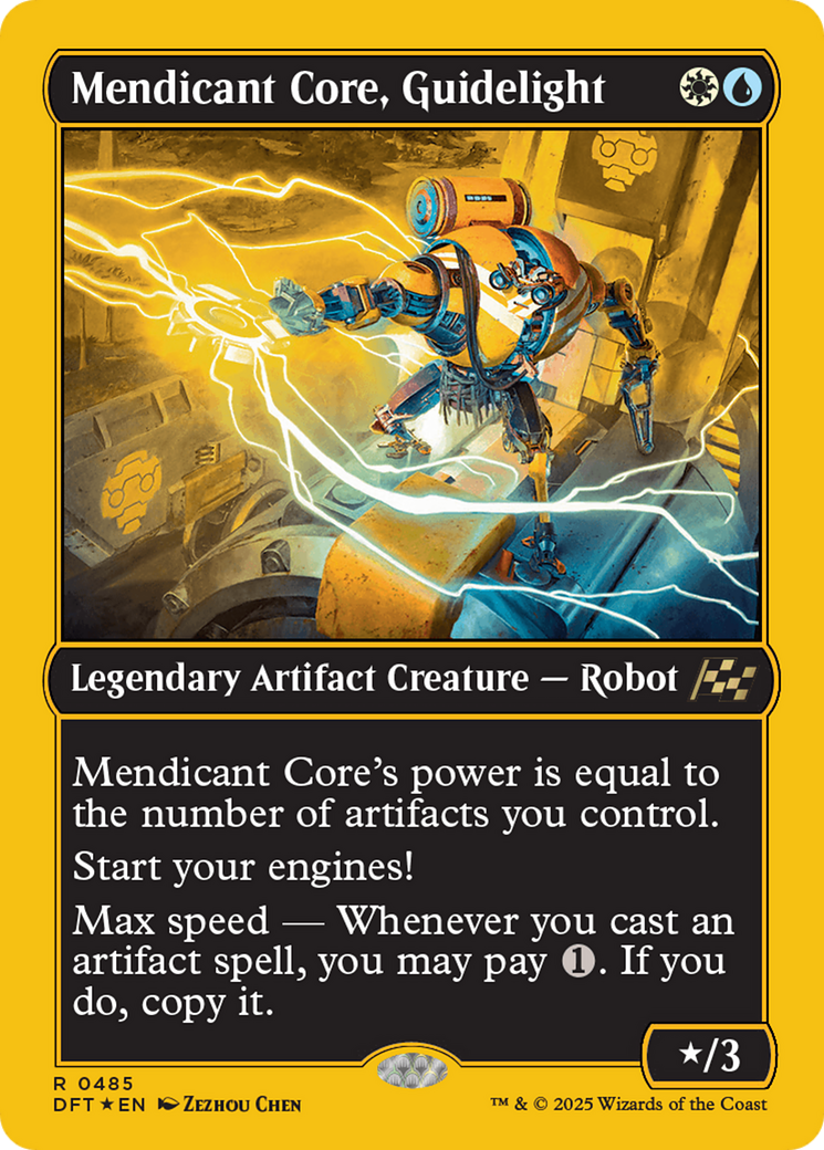 Mendicant Core, Guidelight - Rare Legendary Artifact Creature — Robot card from Aetherdrift