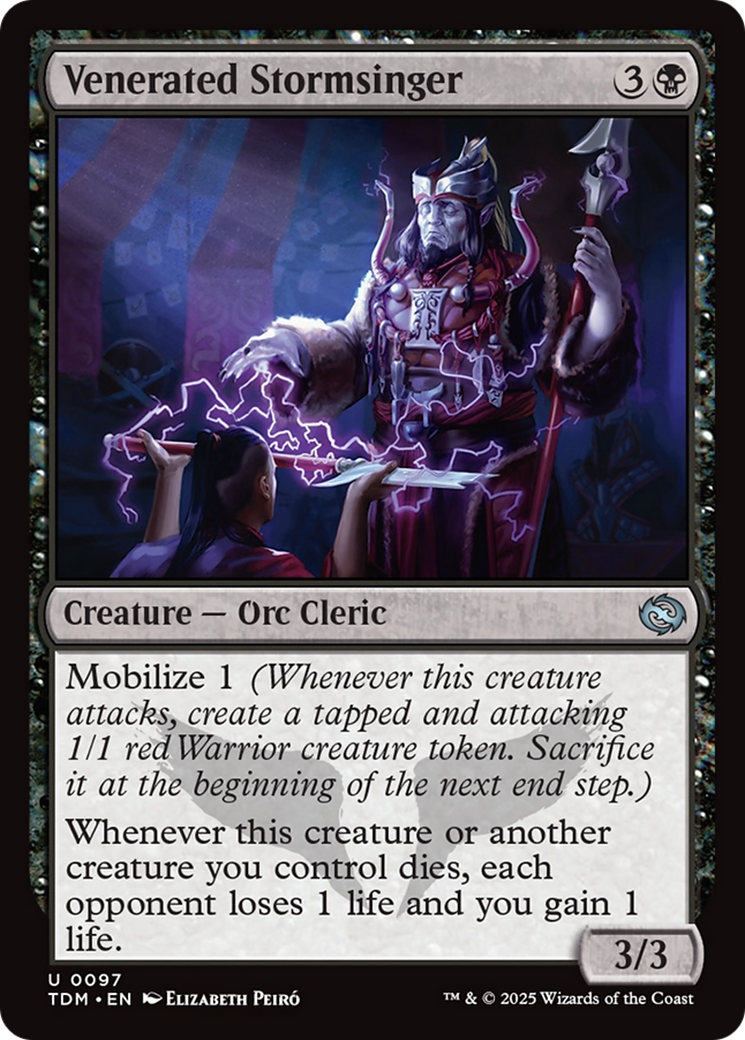 Venerated Stormsinger - Uncommon Creature — Orc Cleric card from Tarkir: Dragonstorm
