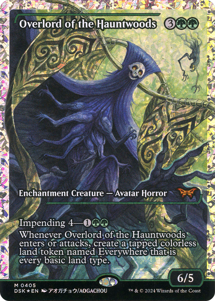 Overlord of the Hauntwoods - Mythic Enchantment Creature — Avatar Horror card from Duskmourn: House of Horror