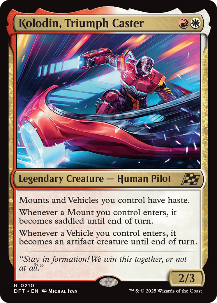 Kolodin, Triumph Caster - Rare Legendary Creature — Human Pilot card from Aetherdrift