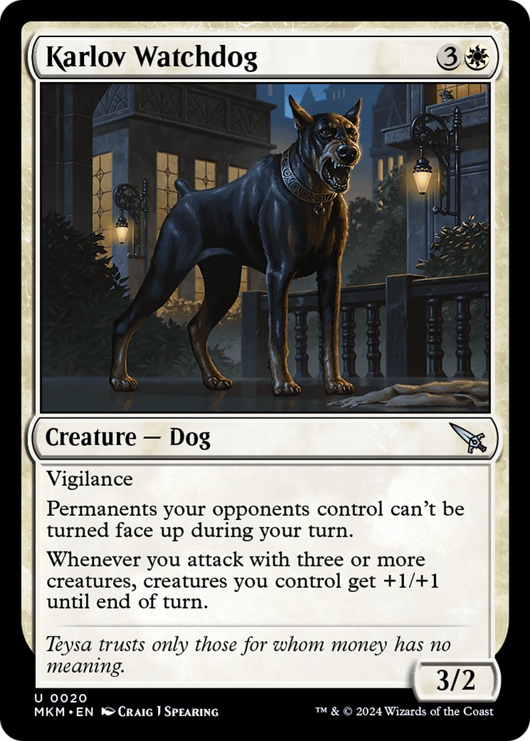 Karlov Watchdog - Uncommon Creature — Dog card from Murders at Karlov Manor