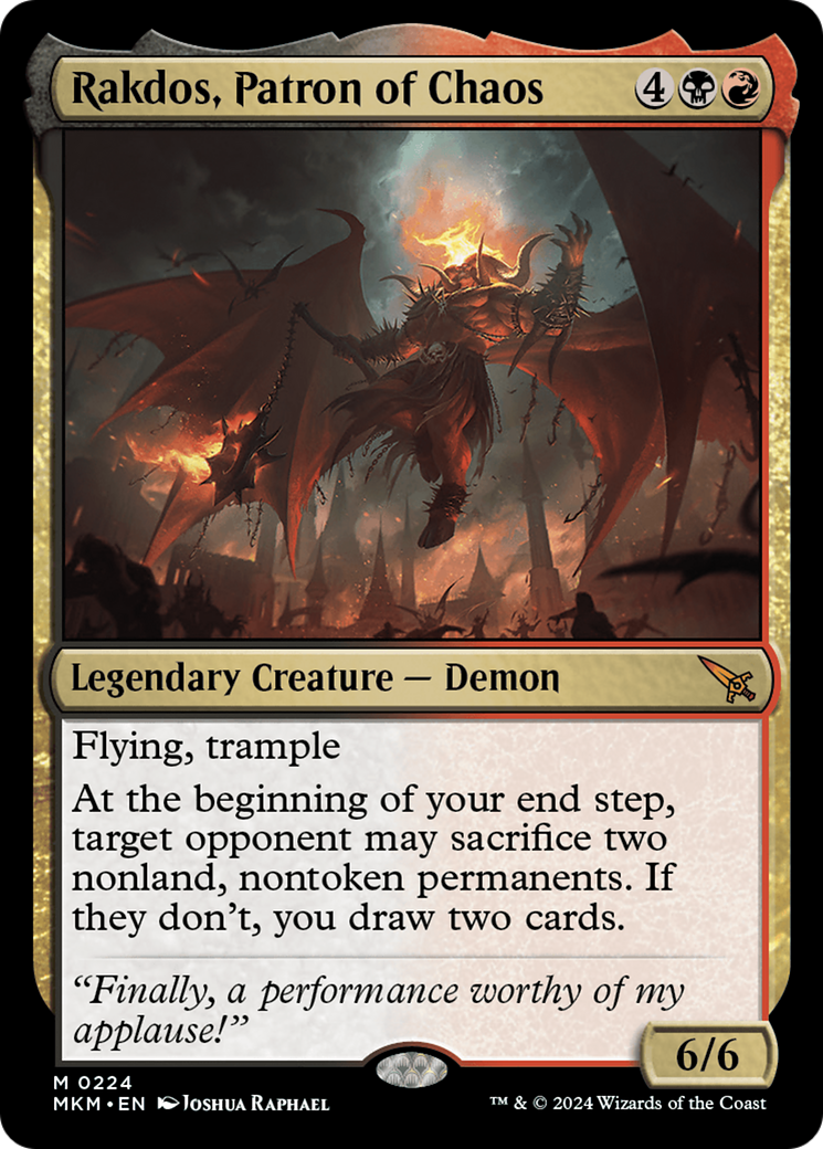 Rakdos, Patron of Chaos - Mythic Legendary Creature — Demon card from Murders at Karlov Manor