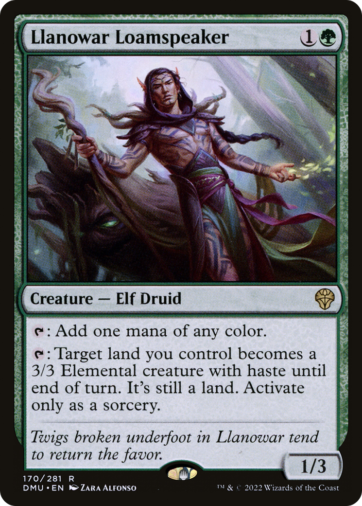 Llanowar Loamspeaker - Rare Creature — Elf Druid card from Dominaria United