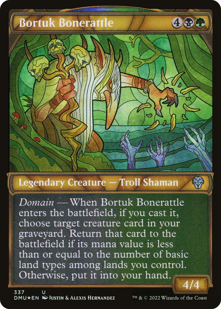 Bortuk Bonerattle - Uncommon Legendary Creature — Troll Shaman card from Dominaria United