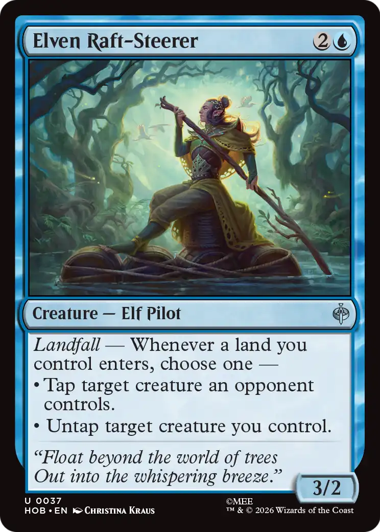 Elven Raft-Steerer - Uncommon Creature — Elf Pilot card from The Hobbit