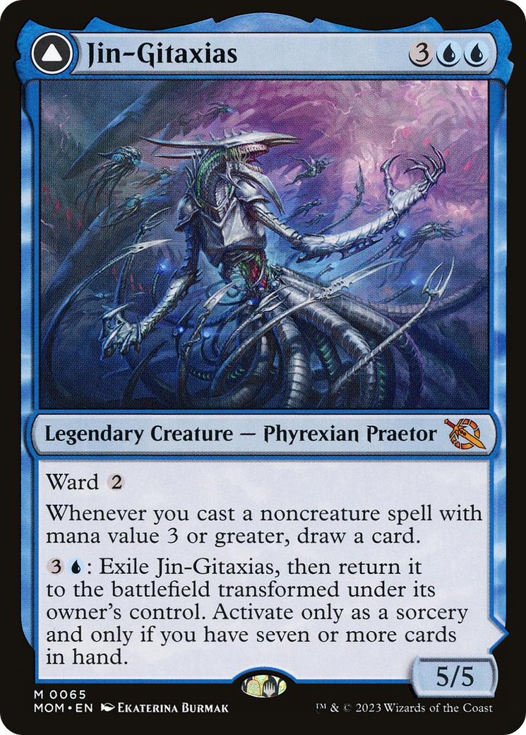 Jin-Gitaxias // The Great Synthesis - Mythic Legendary Creature — Phyrexian Praetor card from March of the Machine