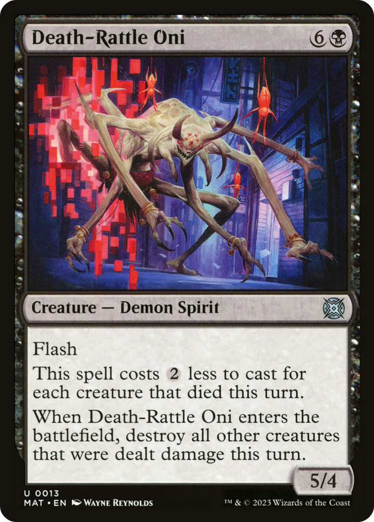 Death-Rattle Oni - Uncommon Creature — Demon Spirit card from March of the Machine: The Aftermath