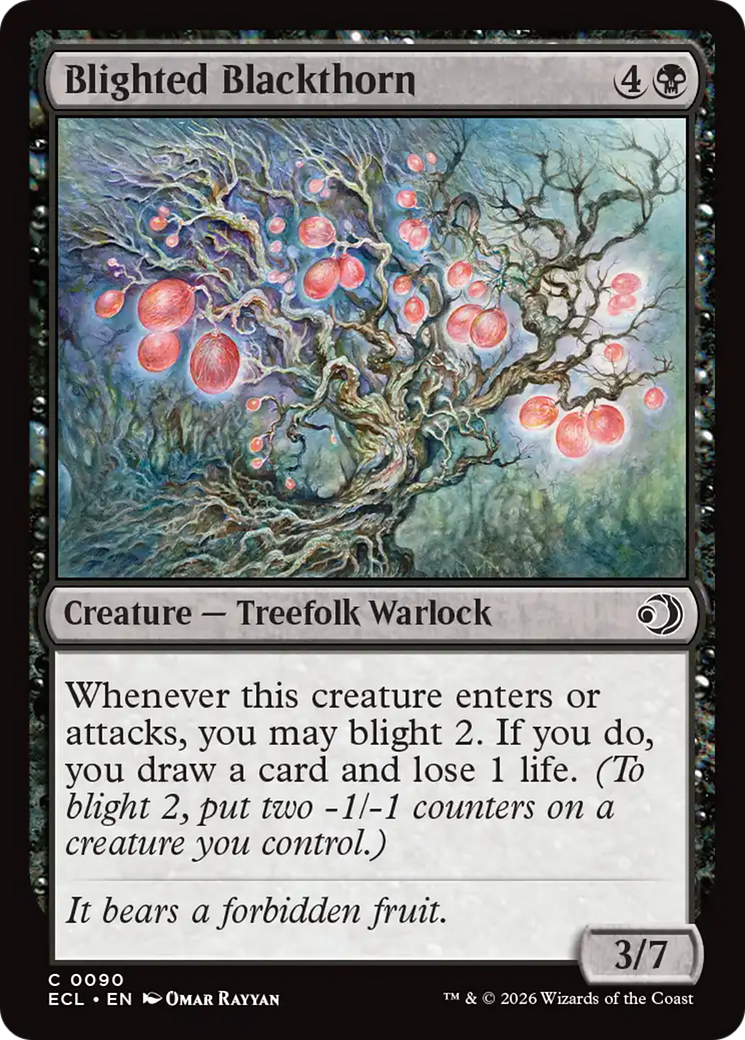 Blighted Blackthorn - Common Creature — Treefolk Warlock card from Lorwyn Eclipsed