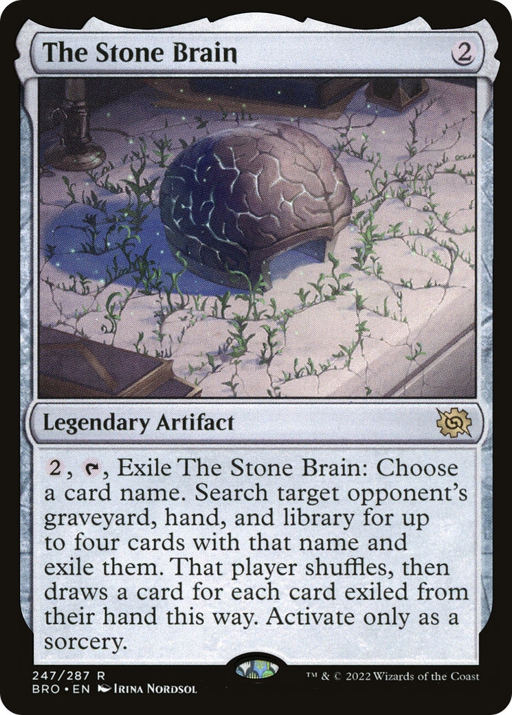 The Stone Brain - Rare Legendary Artifact card from The Brothers' War