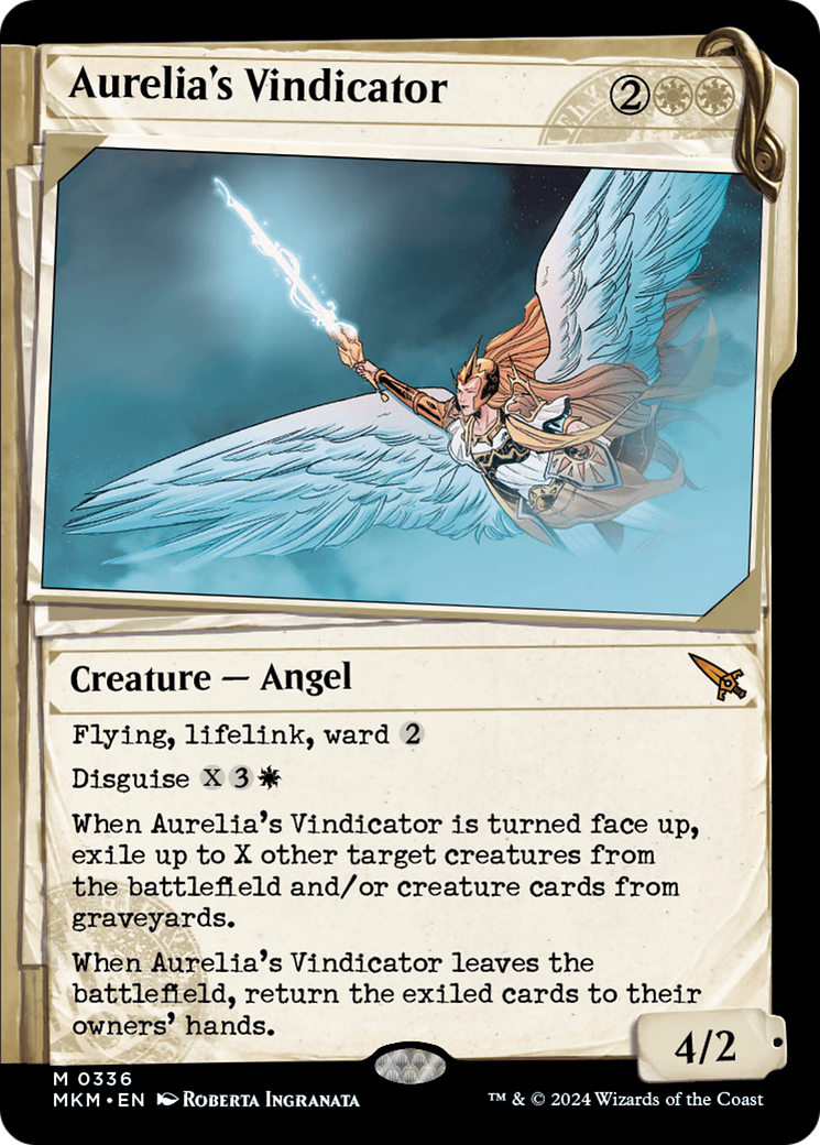 Aurelia's Vindicator - Mythic Creature — Angel card from Murders at Karlov Manor