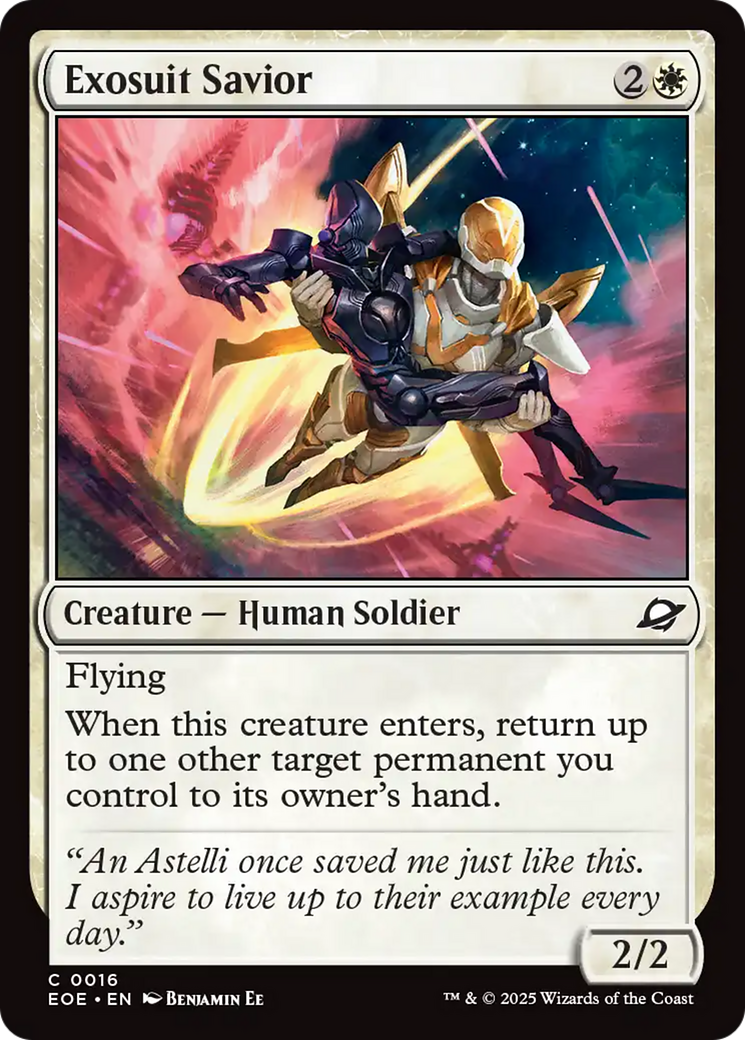Exosuit Savior - Common Creature — Human Soldier card from Edge of Eternities