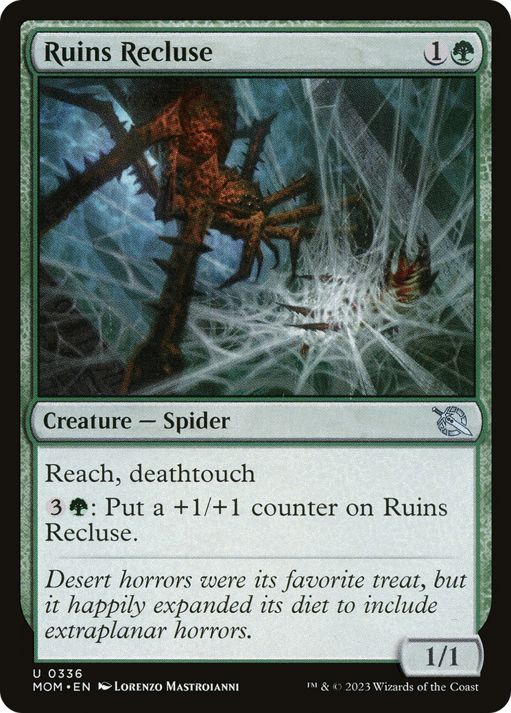 Ruins Recluse - Uncommon Creature — Spider card from March of the Machine