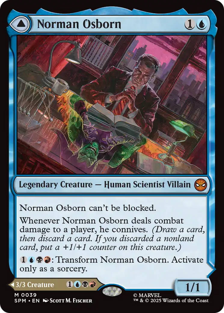 Norman Osborn // Green Goblin - Mythic Legendary Creature — Human Scientist Villain card from Marvel's Spider-Man