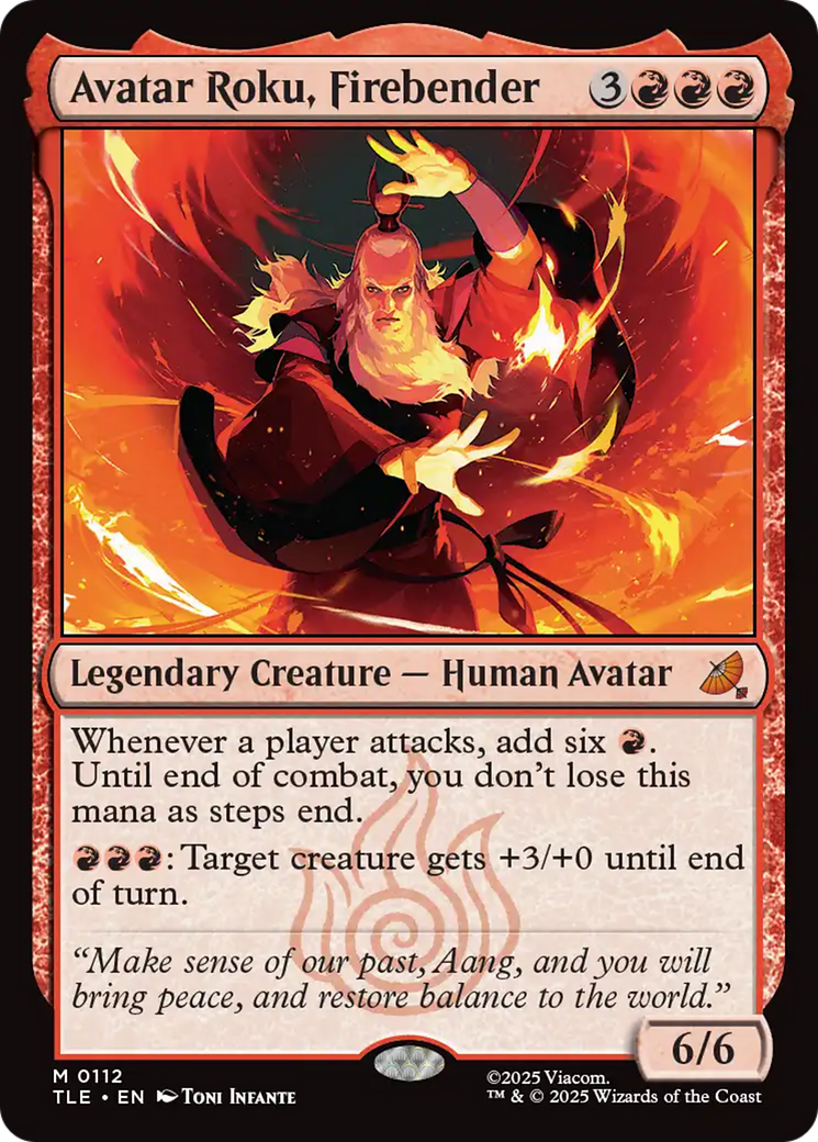 Avatar Roku, Firebender - Mythic Legendary Creature — Human Avatar card from Avatar: The Last Airbender Eternal