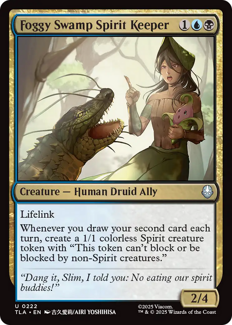Foggy Swamp Spirit Keeper - Uncommon Creature — Human Druid Ally card from Avatar: The Last Airbender