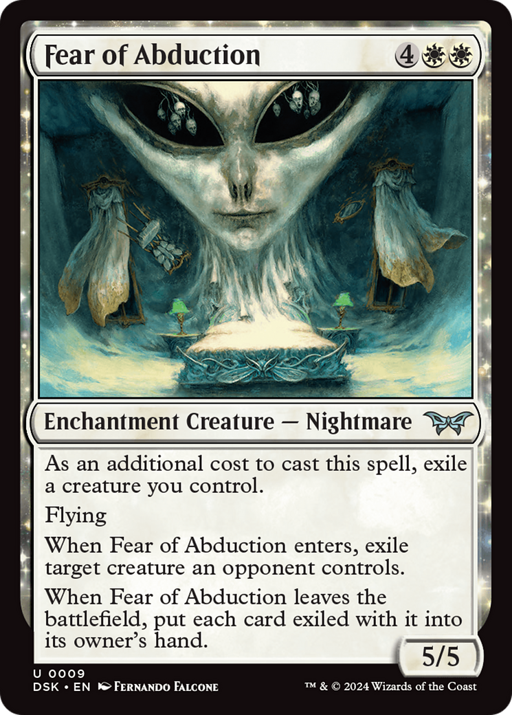 Fear of Abduction - Uncommon Enchantment Creature — Nightmare card from Duskmourn: House of Horror