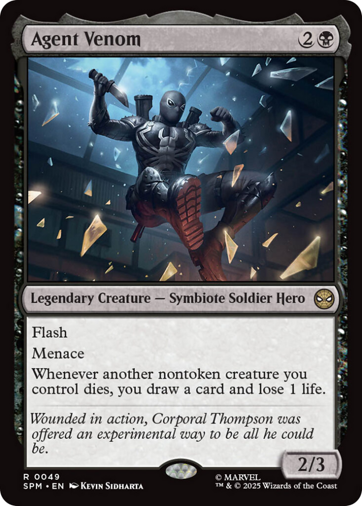 Agent Venom - Rare Legendary Creature — Symbiote Soldier Hero card from Marvel's Spider-Man