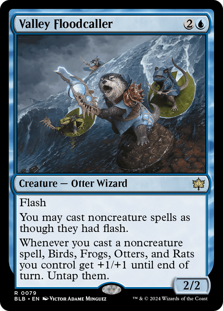 Valley Floodcaller - Rare Creature — Otter Wizard card from Bloomburrow