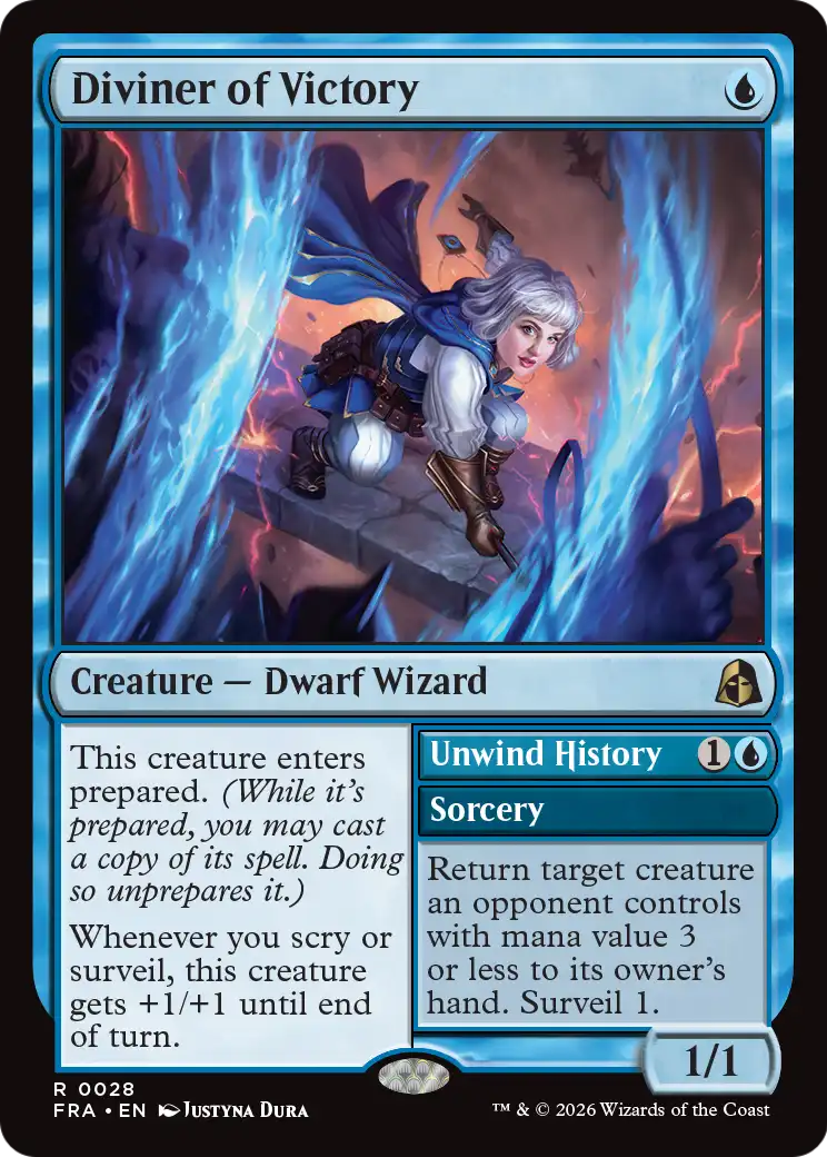 Diviner of Victory // Unwind History - Rare Creature — Dwarf Wizard card from Reality Fracture