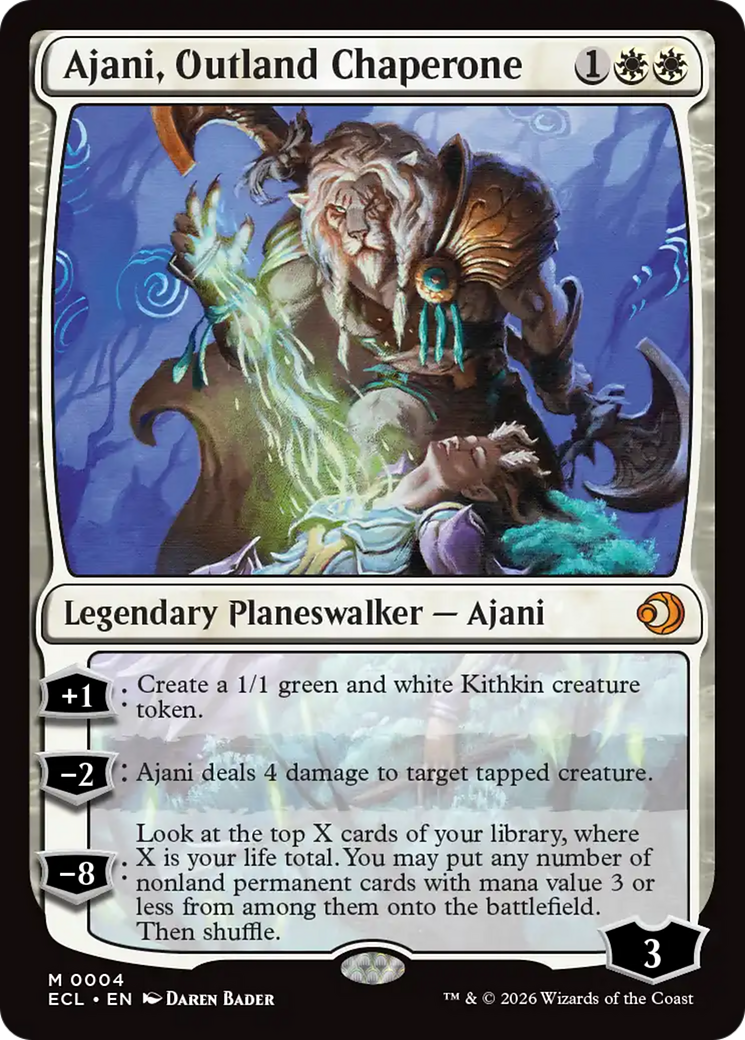 Ajani, Outland Chaperone - Mythic Legendary Planeswalker — Ajani card from Lorwyn Eclipsed