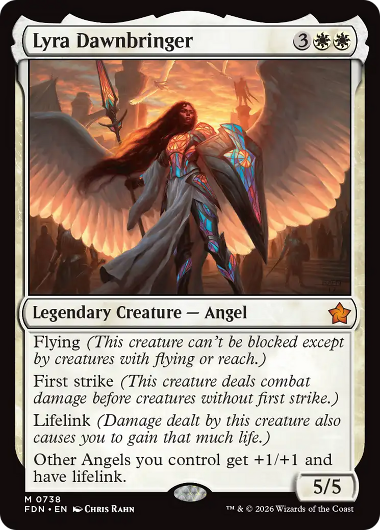 Lyra Dawnbringer - Mythic Legendary Creature — Angel card from Foundations