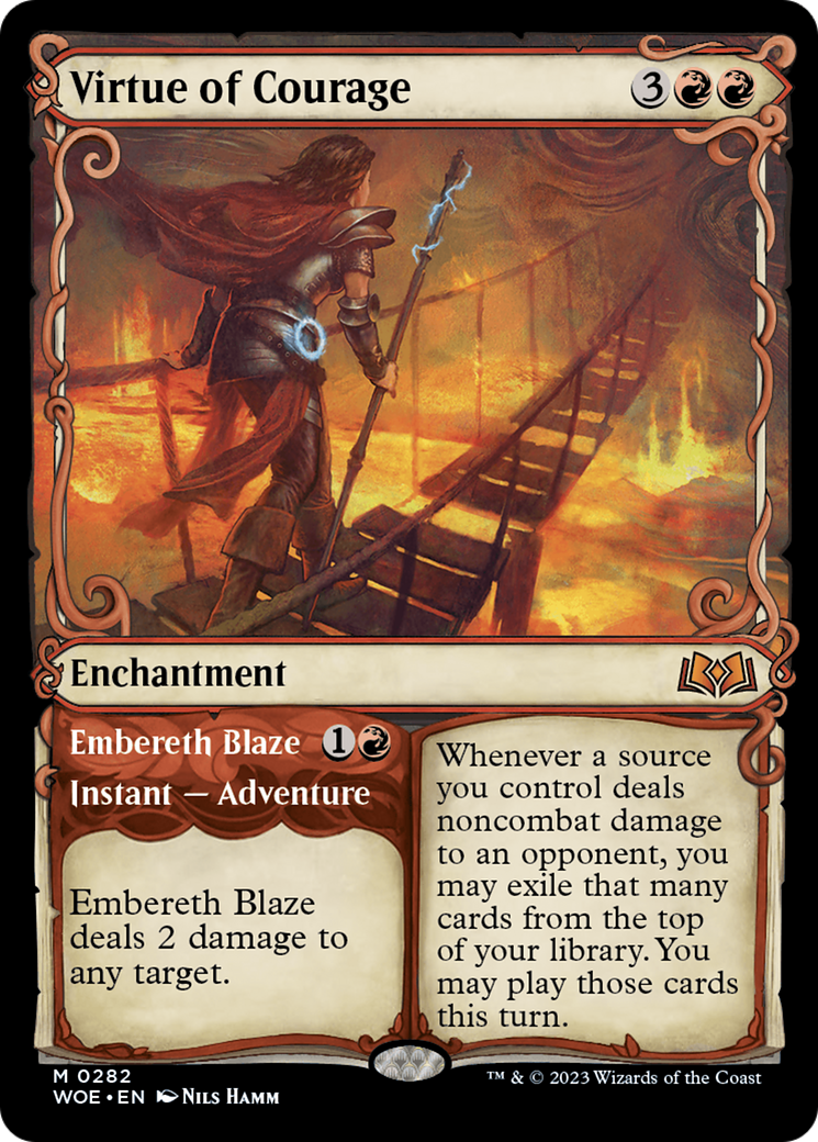 Virtue of Courage // Embereth Blaze - Mythic Enchantment card from Wilds of Eldraine
