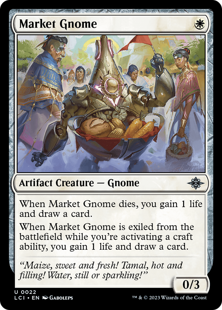 Market Gnome - Uncommon Artifact Creature — Gnome card from The Lost Caverns of Ixalan