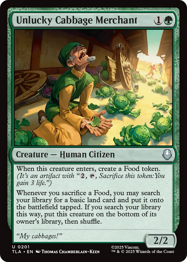 Unlucky Cabbage Merchant - Uncommon Creature — Human Citizen card from Avatar: The Last Airbender