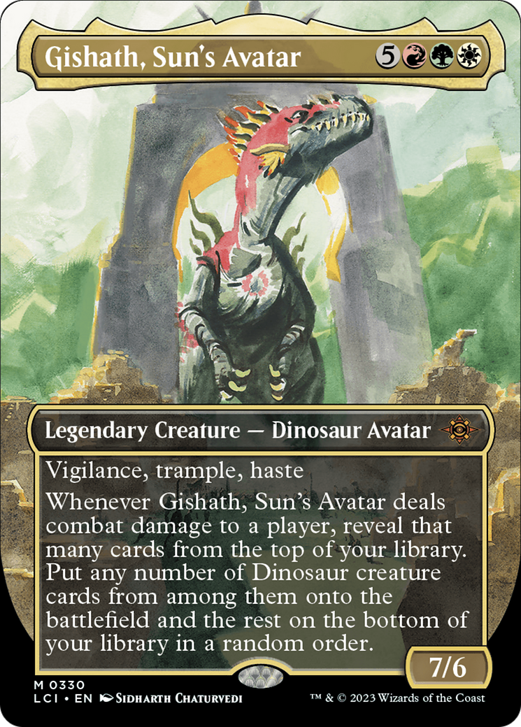 Gishath, Sun's Avatar - Mythic Legendary Creature — Dinosaur Avatar card from The Lost Caverns of Ixalan