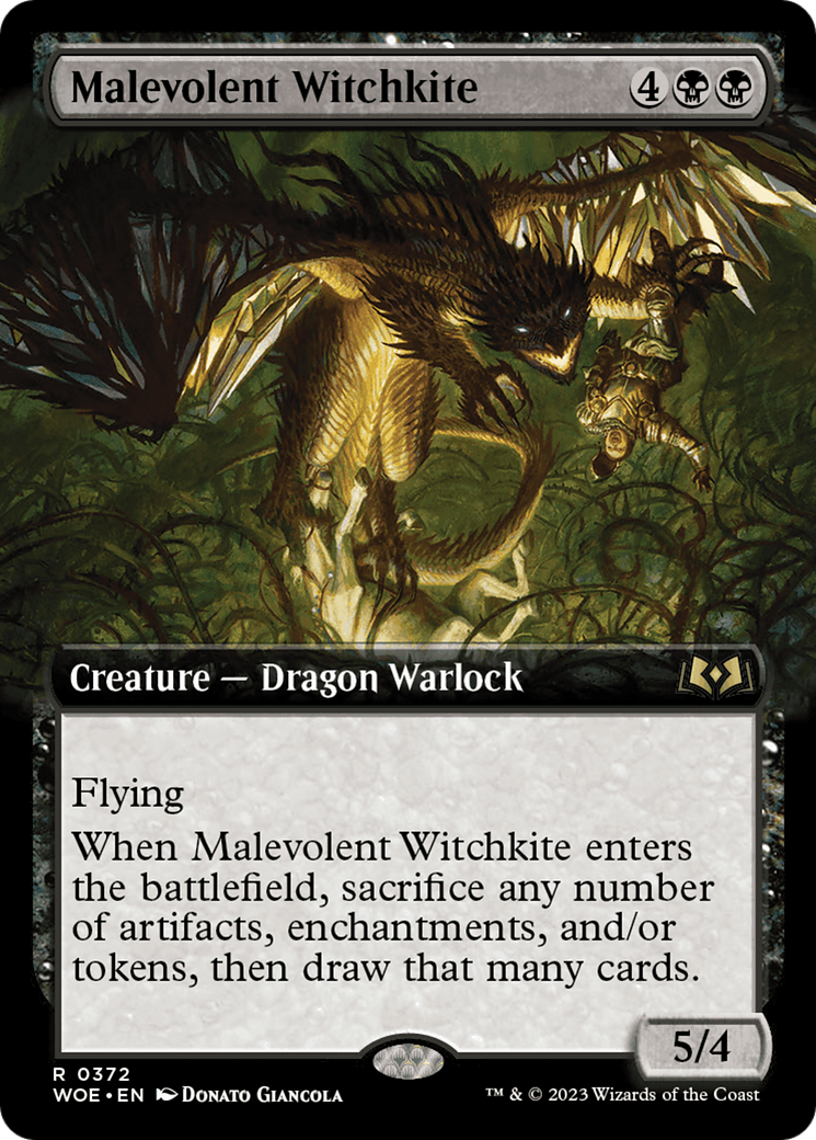 Malevolent Witchkite - Rare Creature — Dragon Warlock card from Wilds of Eldraine
