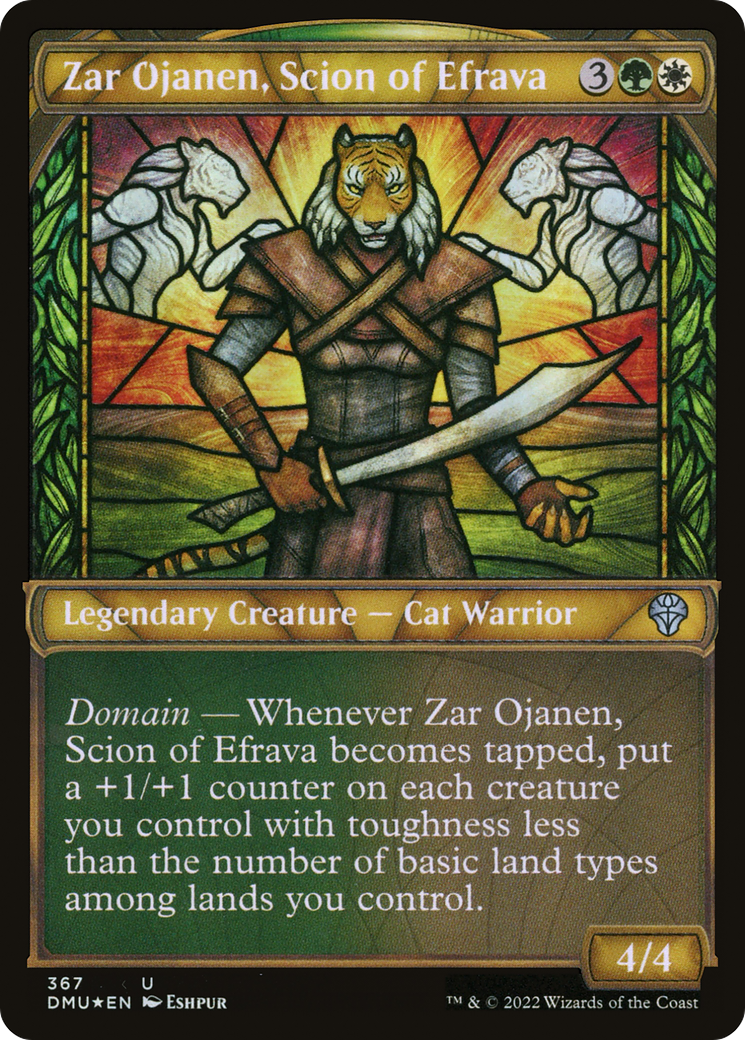 Zar Ojanen, Scion of Efrava - Uncommon Legendary Creature — Cat Warrior card from Dominaria United