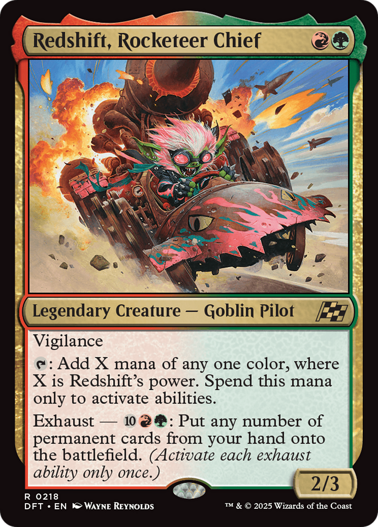 Redshift, Rocketeer Chief - Rare Legendary Creature — Goblin Pilot card from Aetherdrift