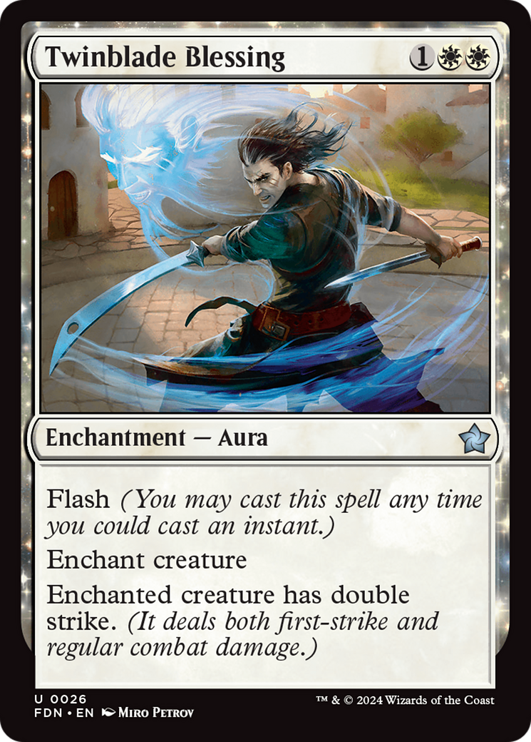 Twinblade Blessing - Uncommon Enchantment — Aura card from Foundations