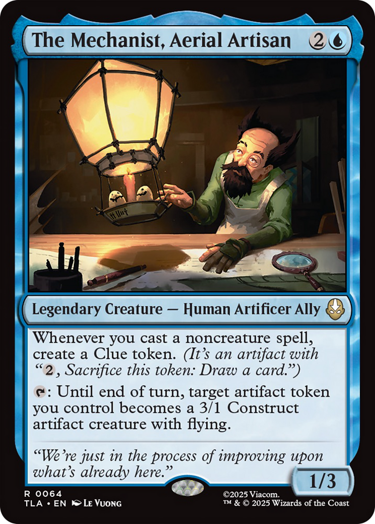 The Mechanist, Aerial Artisan - Rare Legendary Creature — Human Artificer Ally card from Avatar: The Last Airbender