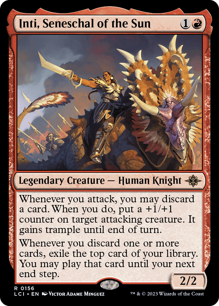 Inti, Seneschal of the Sun - Rare Legendary Creature — Human Knight card from The Lost Caverns of Ixalan