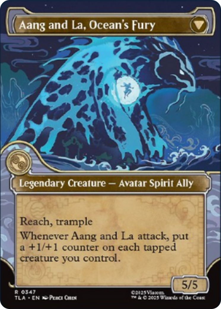 Back face of Aang, Swift Savior // Aang and La, Ocean's Fury - Legendary Creature — Human Avatar Ally card