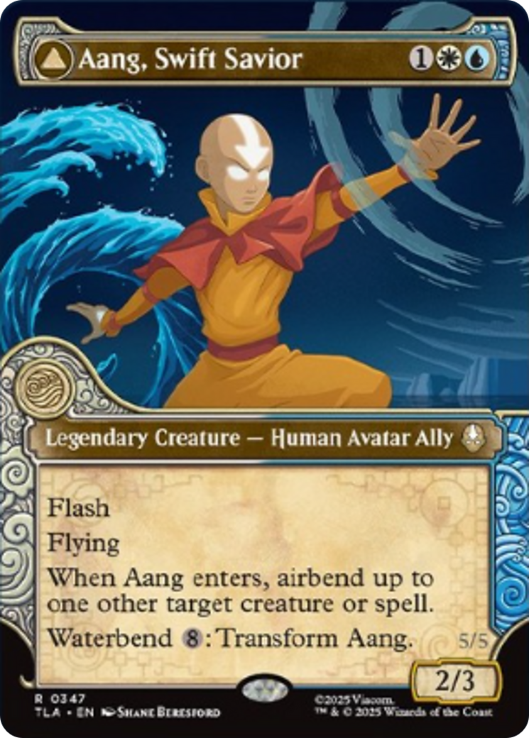Aang, Swift Savior // Aang and La, Ocean's Fury - Rare Legendary Creature — Human Avatar Ally card from Avatar: The Last Airbender