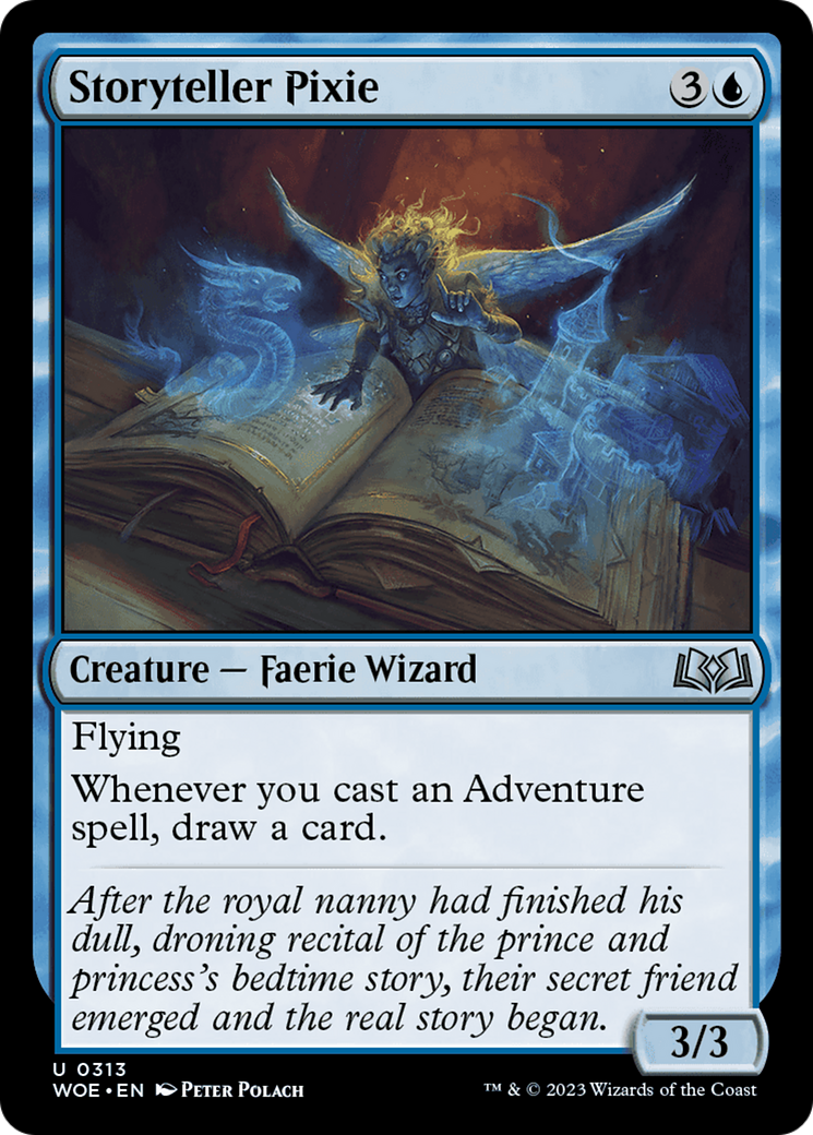 Storyteller Pixie - Uncommon Creature — Faerie Wizard card from Wilds of Eldraine