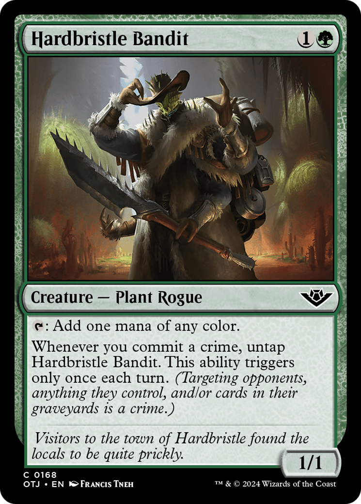 Hardbristle Bandit - Common Creature — Plant Rogue card from Outlaws of Thunder Junction
