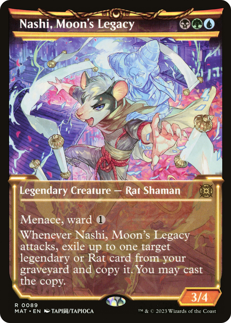Nashi, Moon's Legacy - Rare Legendary Creature — Rat Shaman card from March of the Machine: The Aftermath
