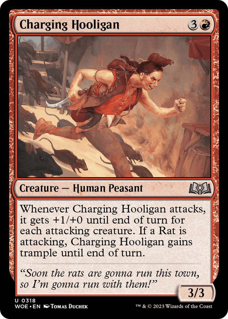 Charging Hooligan - Uncommon Creature — Human Peasant card from Wilds of Eldraine